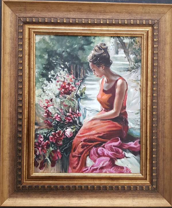 „Pictură de colecție-ul ei pe panza-semnata a.c.panatta-grădina cu flori” de alexandru panatta codreanu