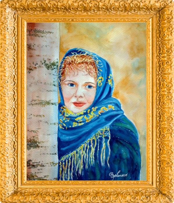 „Portret tarancuta cu basma albastra” de Gabriel Serban