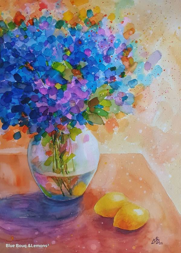 „Blue Bouquet & Lemons 3” de Gabriela Calinoiu