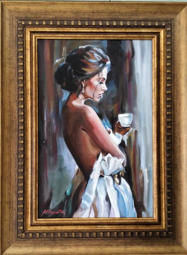 „REZERVATA!  Coffee time-pictura de colecție-ulei pe panza” de alexandru panatta codreanu