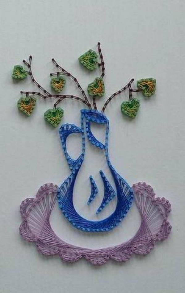 „Tablou cu ata si cuie (String Art) - Vaza cu flori” de Remus Hubati