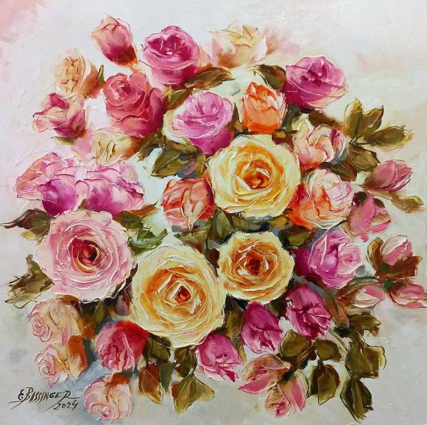 „Trandafiri roz si portocaliu 2” de Elena Bissinger